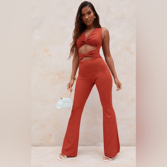 Rust Twist Front Jumpsuit - Picture 1 of 10
